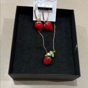 Red strawberry earrings and neklace